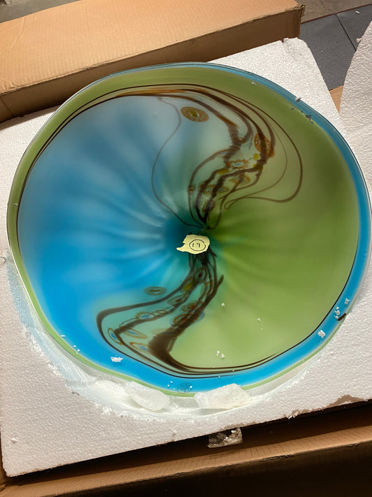 Blue and Green Swirl Brown Lining